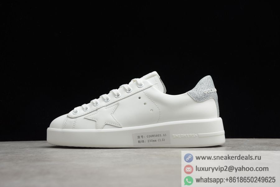 Golden Goose Purestar White+Silver Low Sneaker G36WS603.A1 Women Shoes